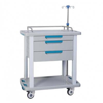 Hospital ABS Mobile Infusion Trolley, Clinical Instrument Cart With Drawer and Wheels