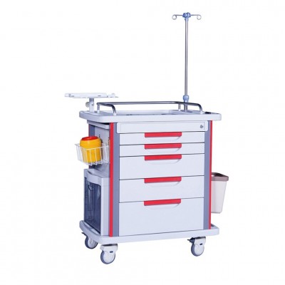 abs plastic treatment mobile patient emergency carts medical trolley for emergency use